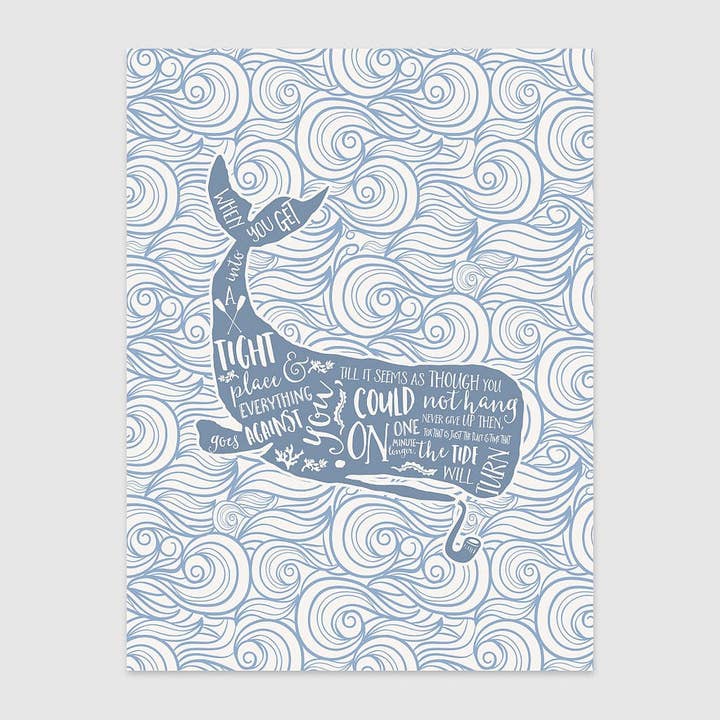 The Tide Will Turn Wall Art Print, Whale Wall Print for wholesale by Baldy And The Fidget