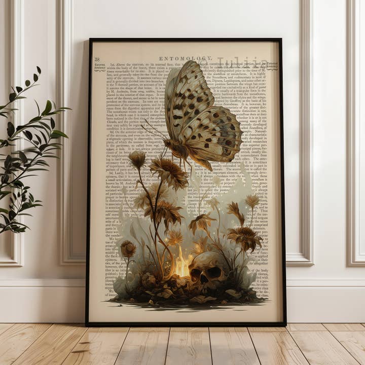 IuliiaArtPrints - Wholesale Art Print - Gothic Botanical Skull Print – Vintage Entomology Wall Decor7