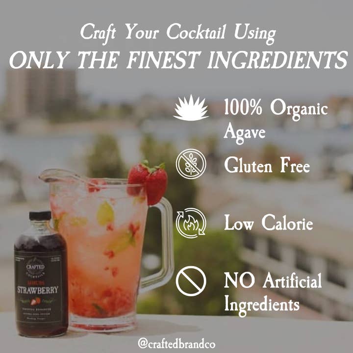 Crafted Cocktails - Wholesale Cocktail Mix/Syrup - Strawberry Shrub - Cocktail Enhancer & Soda Flavoring2