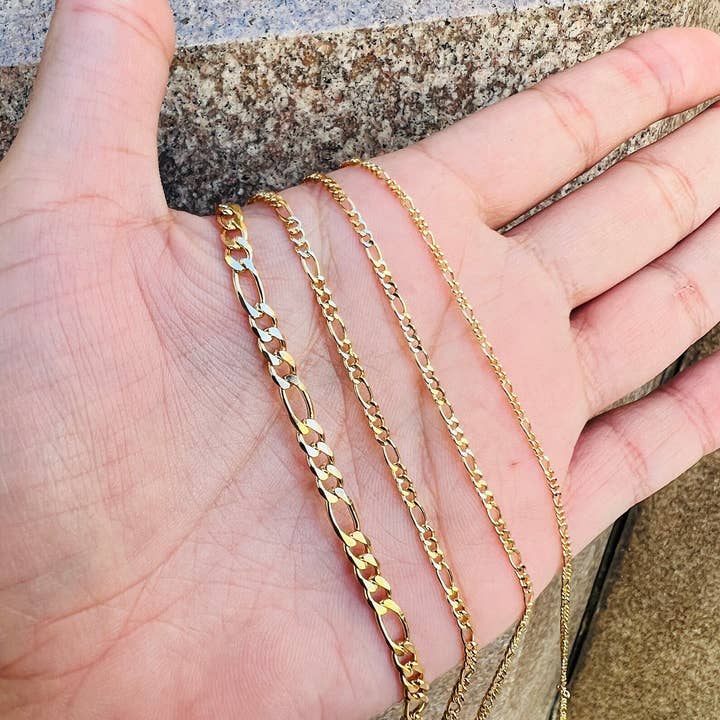 Wholesale Gold Filled Chains, 18KT Gold Filled Figaro Chain, T for wholesale by The Bead Bazaar