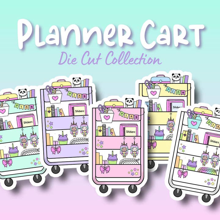 Planner Cart Sticker DIE CUT Collection for wholesale by Shine Sticker Studio