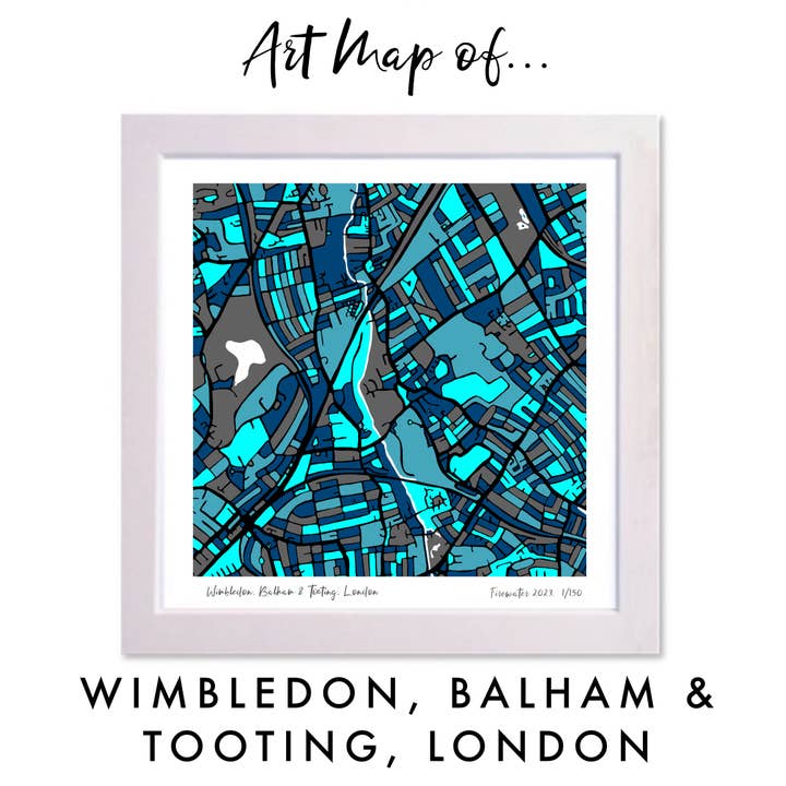 LONDON; WIMBLEDON, BALHAM & TOOTING ART MAP for wholesale by Firewater Gallery