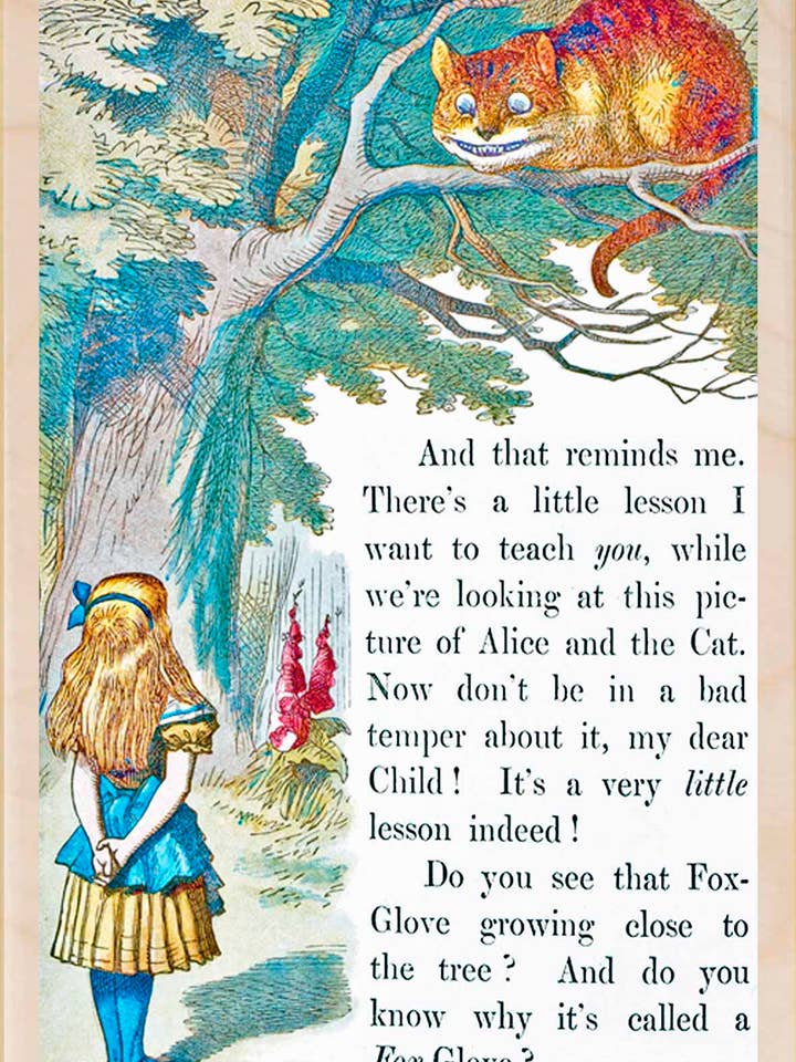 Alice, The Cheshire Cat - Eco-friendly cards & magnets for wholesale by THE WOODEN POSTCARD COMPANY