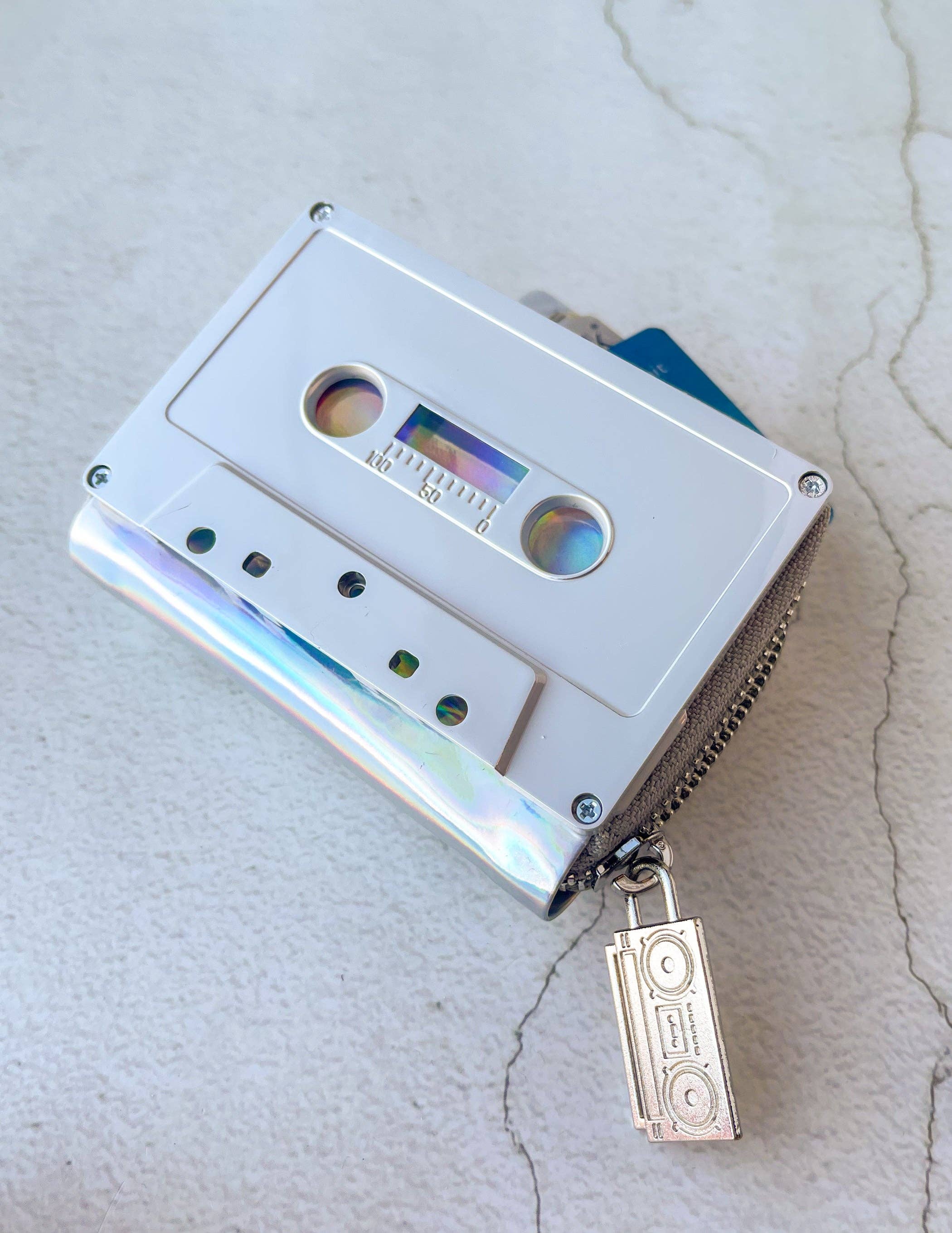 Fydelity - Wholesale Wallet - Women's - Retro Cassette Wallet | 80s Card Holder Coin Purse | Silver2
