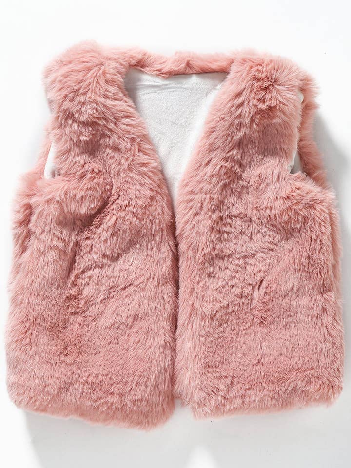 Pink Fur Girls Winter Vest for wholesale by sassy kids palace