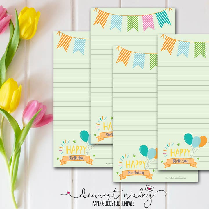 Happy Birthday Letter Writing Paper for wholesale by Dearest Nicky