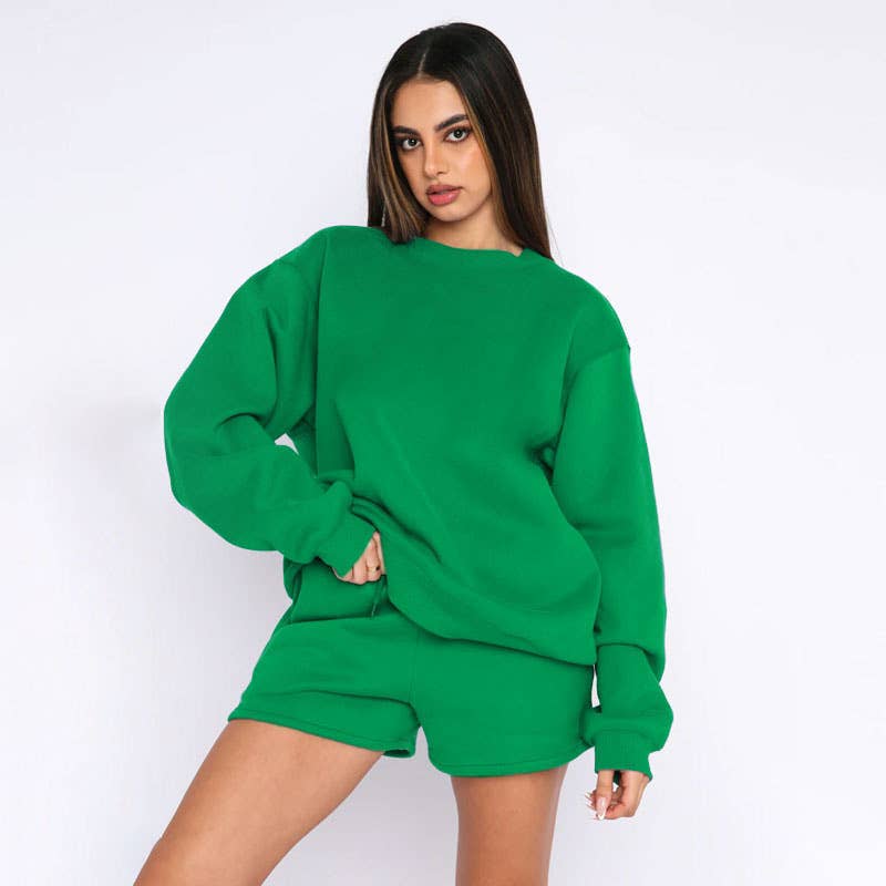 Masyal – wholesale Lounge set – Women's – Spring and Autumn Long Sleeve Sweatshirt Women's Shorts Set3