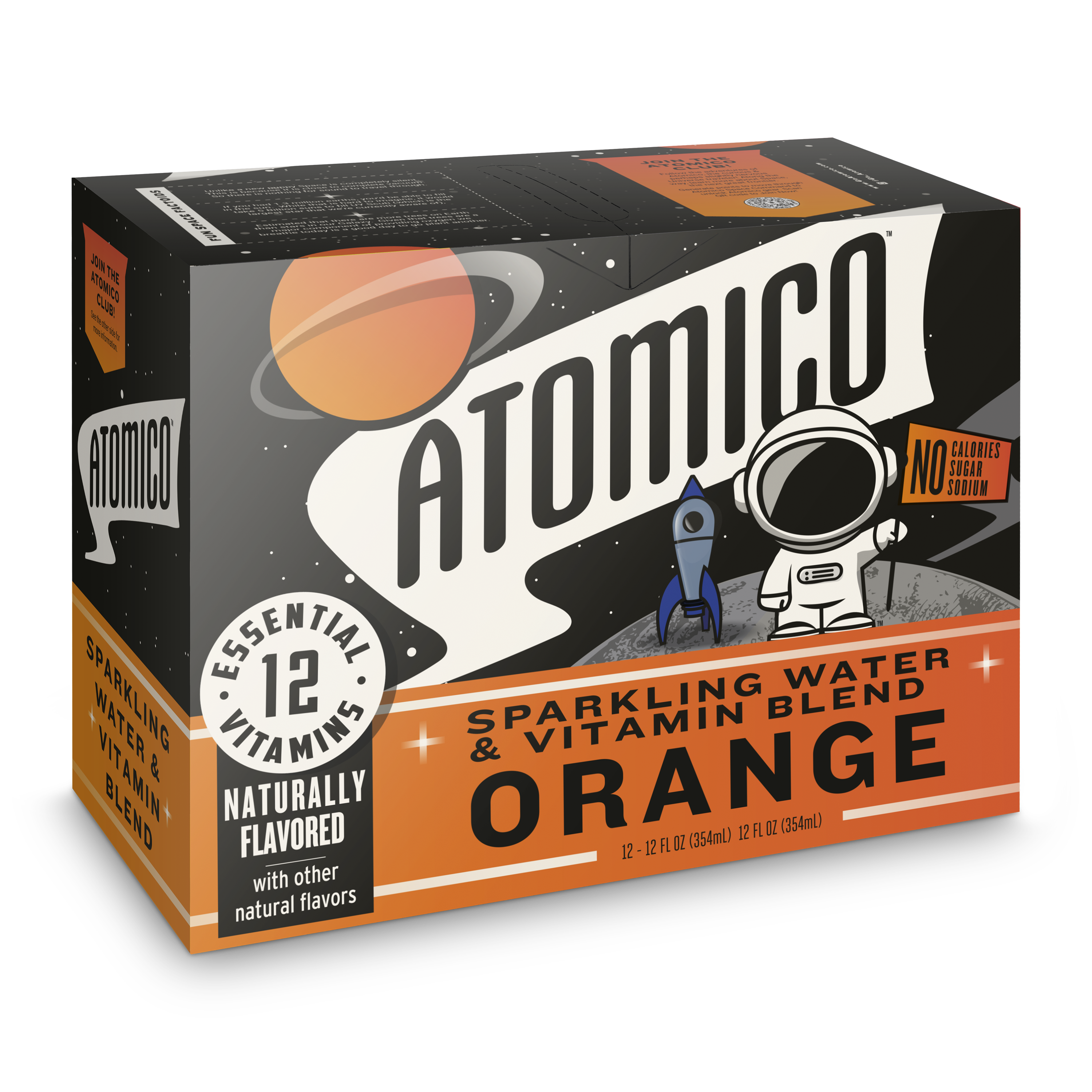 ATOMICO - Wholesale Sparkling Water - ATOMICO Sparkling Water  - Orange - 12pk4