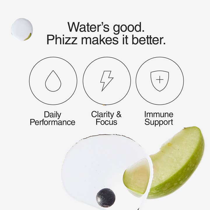 Phizz - Vente Supplément oral/vitamine - Phizz 20 comprimés effervescents 3 en 1 - Pomme et cassis