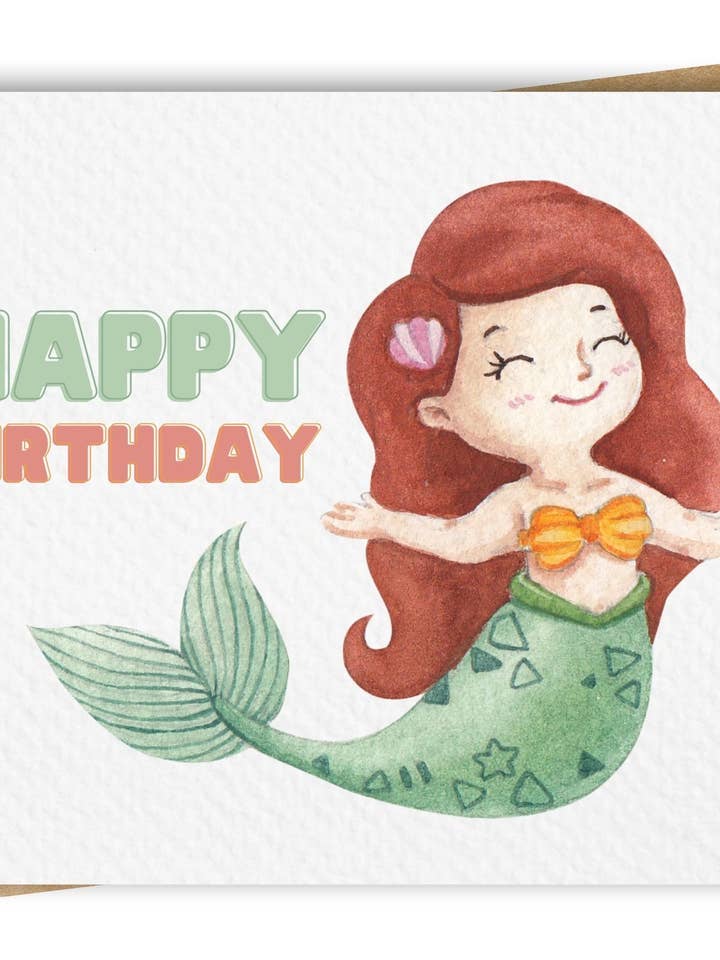 Biglietto di auguri a forma di sirena con busta in carta kraft per la vendita all'ingrosso da parte di Paper Kuts