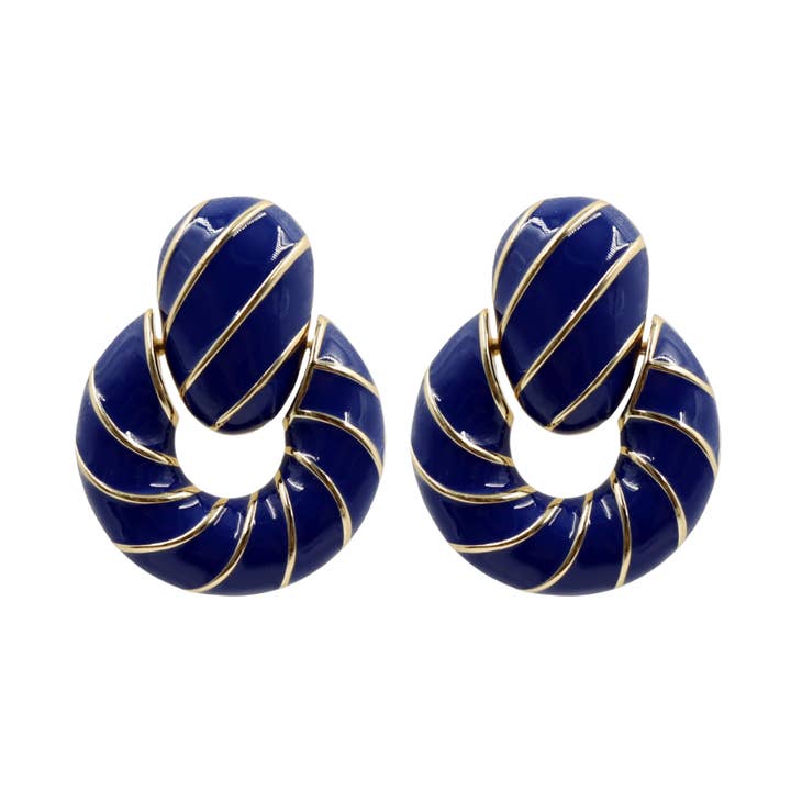 Blue Enamel Twist Earrings for wholesale by Brianna Cannon