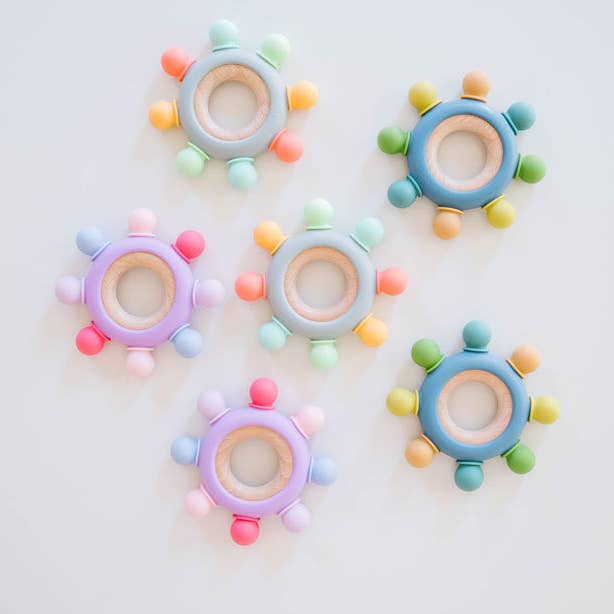 Captains Wheel Wood + Silicone Baby Teething Toy for wholesale by Bannor Toys