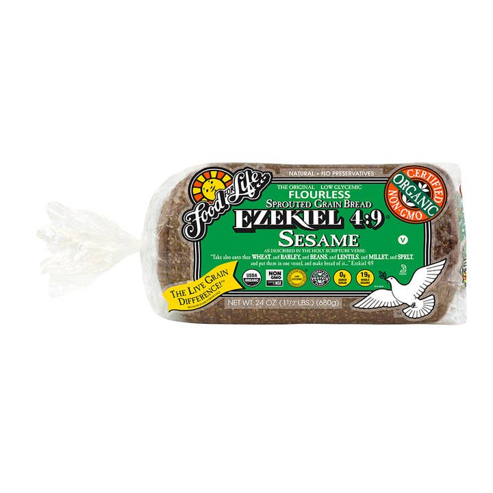 KeHE Distributors, LLC - Wholesale Protein/Superfood Powder - Food For Life Organic Ezekiel 4:9 Sprouted Whole Grain Sesame Bread, 24 Oz (Pack of 6)