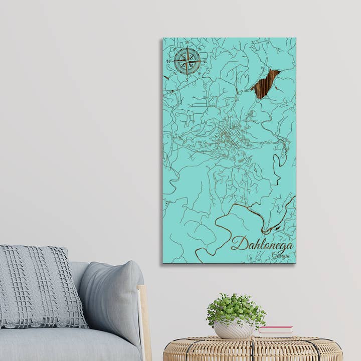 Géorgie : Carte des rues de Dahlonega pour la vente par Fire & Pine