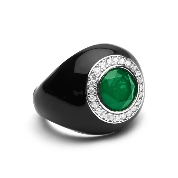Luxenter - Wholesale Cocktail/Statement Ring - Anillo Luxenter de Plata de Ley 925 y Cuarzo Hidrotermal Verde Claro acabado en rodio - Iosa1