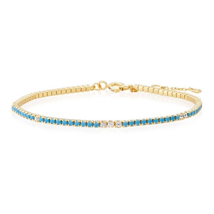 Bracelet tennis turquoise pour la vente par Tai Jewelry
