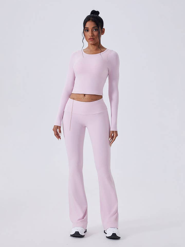 Activewear Set with Backless Top and Low-Waisted Flare Pant for wholesale by Crave by FW