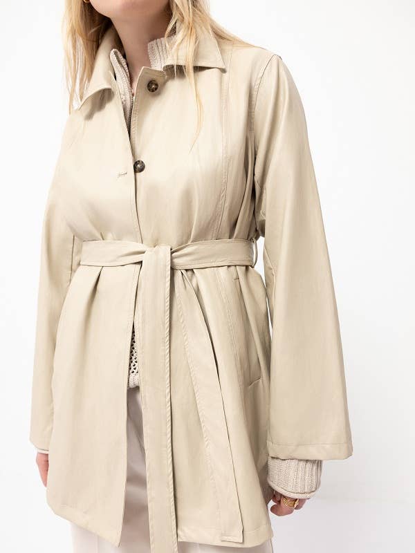 Leather Effect Trench Coat (423141-15) for wholesale by Lanidor