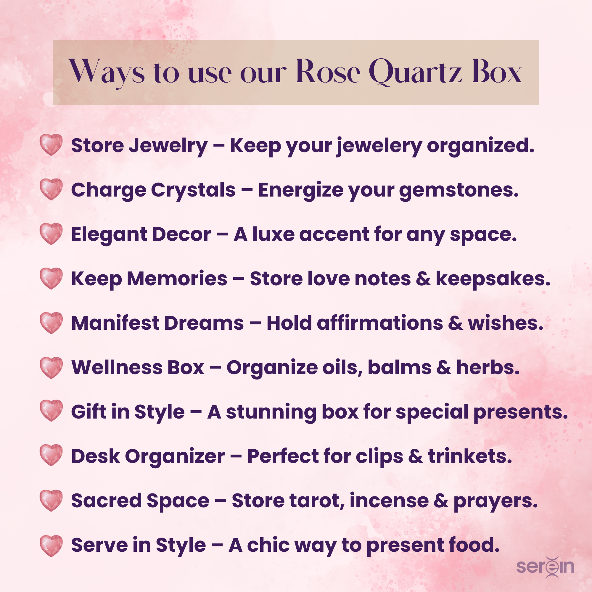 Serein Wellness – wholesale Jewellery box/organiser – Rose Quartz Jewelry Box Pink Crystal Trinket Box7