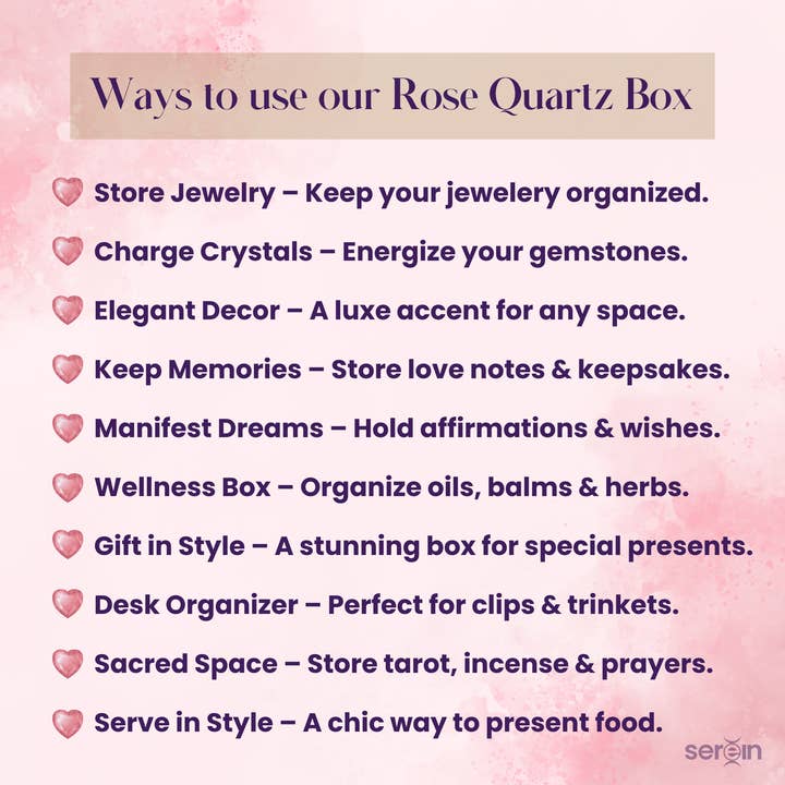 Serein Wellness – wholesale Jewellery box/organiser – Rose Quartz Jewelry Box Pink Crystal Trinket Box7