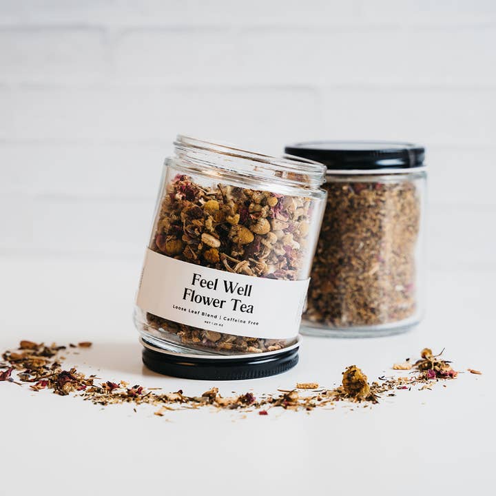 Giften Market - Wholesale Loose Tea - Feel Well Flower Tea - Loose Leaf Tea in Glass Jar - 1.25oz6
