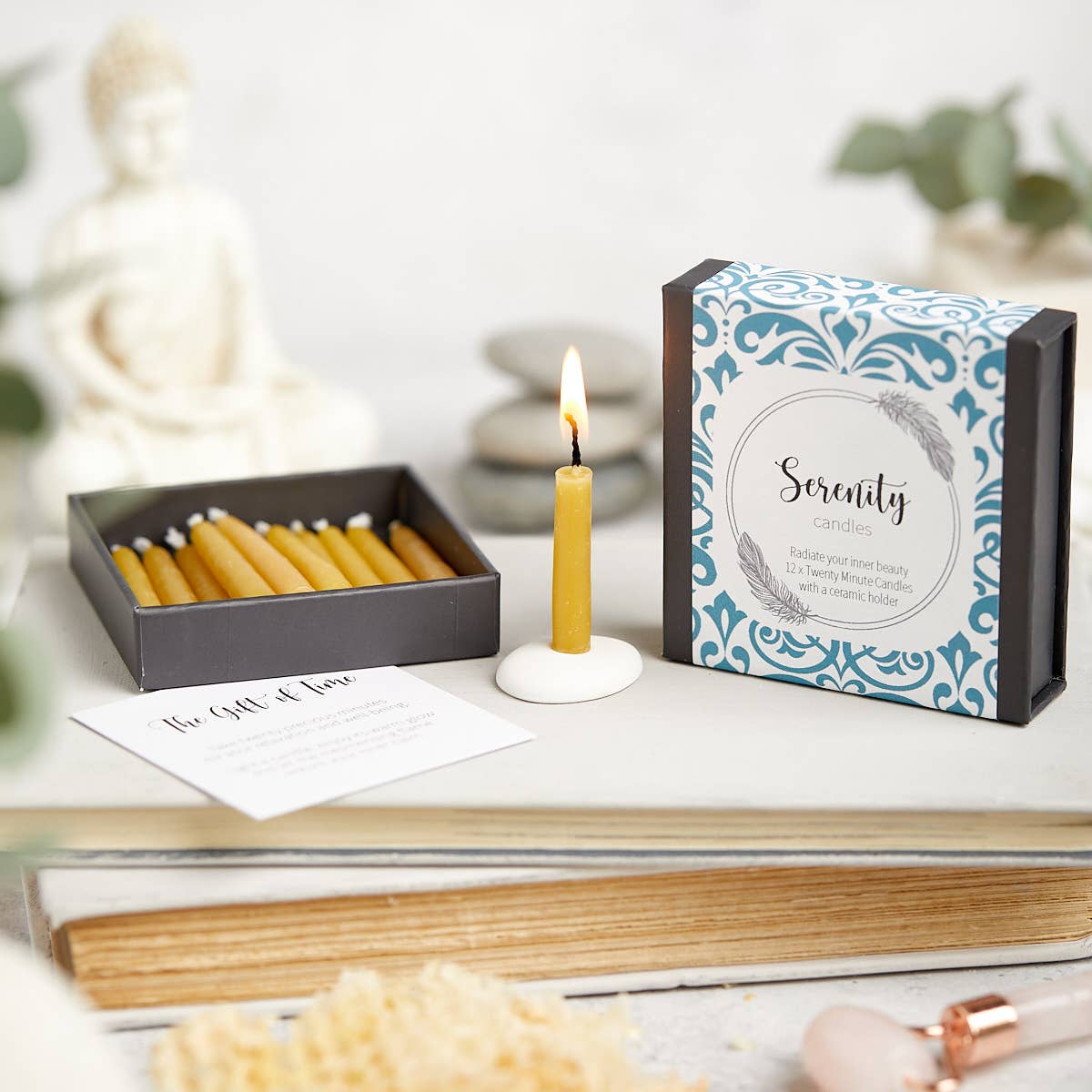 Cotton & Grey - Venta al por mayor Velas cónicas/candeleros - Paquete Mente Cuerpo Alma30