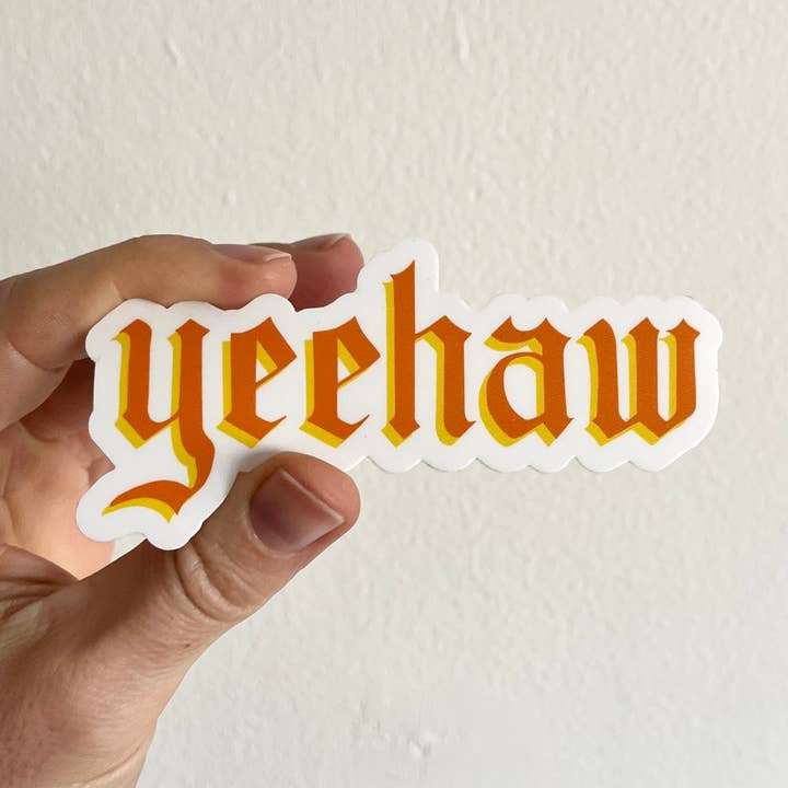 Yeehaw Orange Sticker (large) for wholesale by Kirsten Bauer