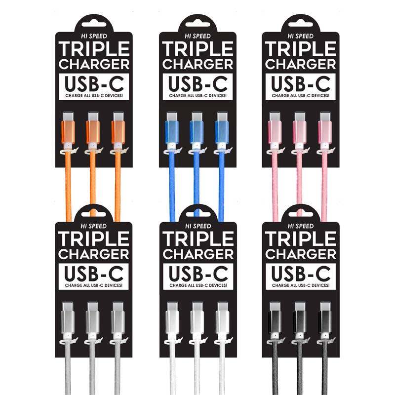 Deluxe Import Trading - Wholesale Cord - Hi Speed C to C Triple Cords Silicone0