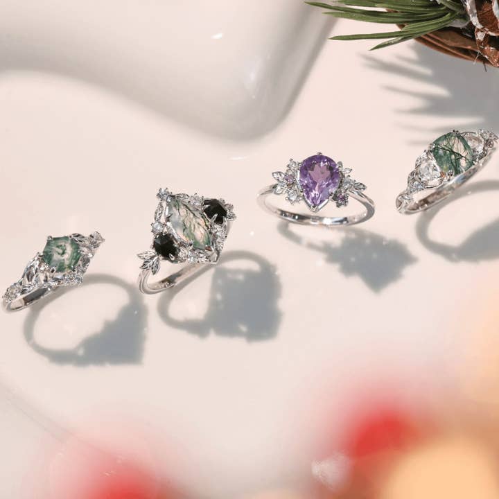 Azura Jewelry - Wholesale Cocktail/Statement Ring - Noctis Moss Agate Black Onyx Ring©6