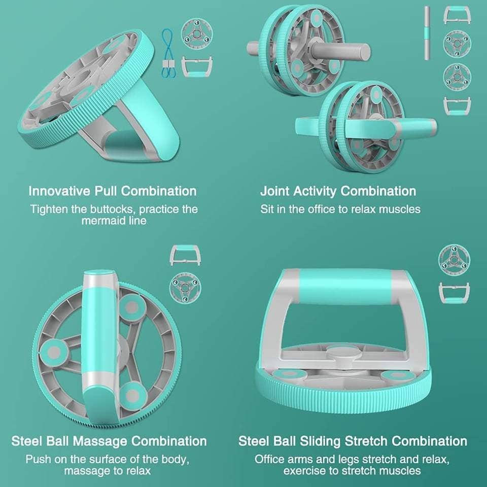 VIGOR – wholesale Fitness equipment – Ab Wheel Slide 4 wheel roller with resistance band Multifunc9