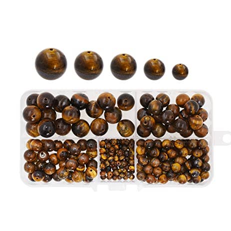 Mandala Crafts Round Natural Tiger Eye Beads for Jewelry Making - Loose Yellow Tigers Eye Stone - Tiger Eye Gemstone for Bracelet Necklace Beading for wholesale by Mandala Crafts