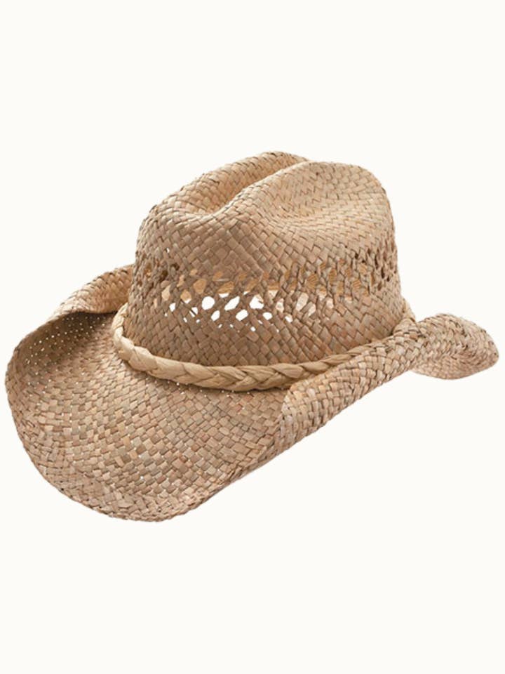 Classic Straw Cowboy Hat with Braided Straw Band for wholesale by Olive & Pique