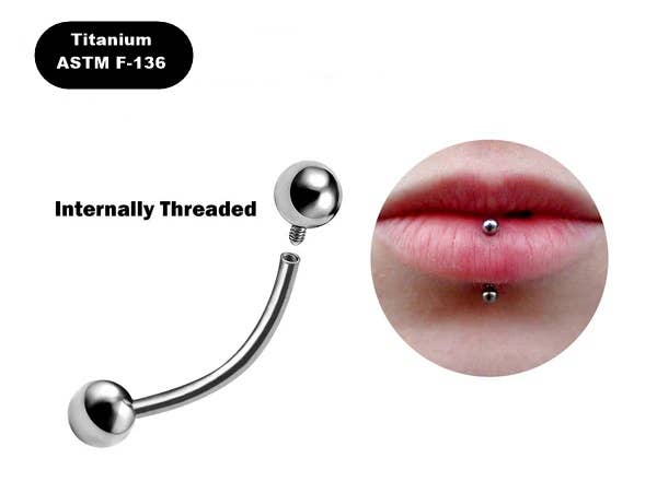 Bodytrend - Wholesale Lip Ring - Titanium-Lip Ring Vertical Labret Internal / External0