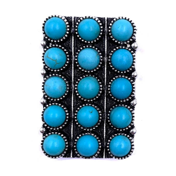 Western Turquoise Bubble Rectangle Cuff Ring for wholesale by Snowing West