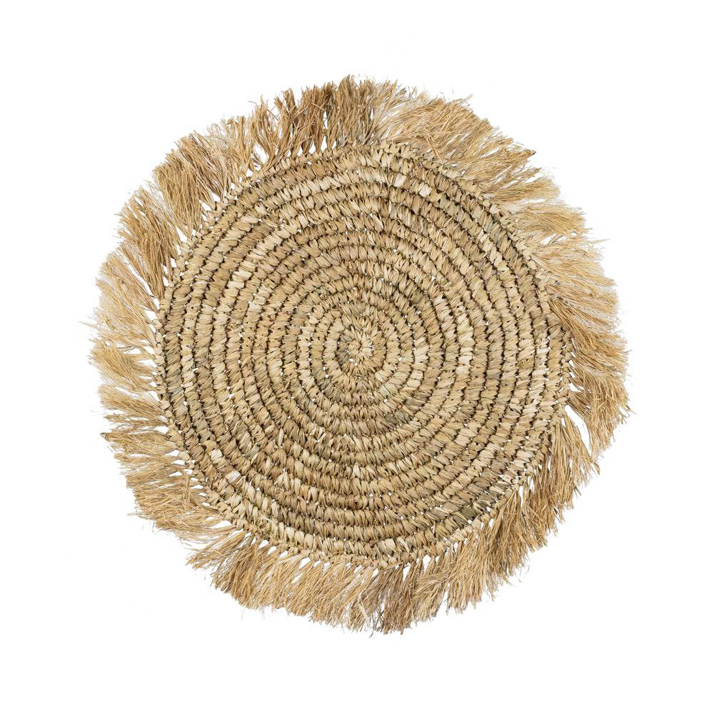 Bali Harvest – Engroshandel Dækkeserviet – Halm Raffia Dækkeservietter med frynser - Brun Boho Woven Wicker