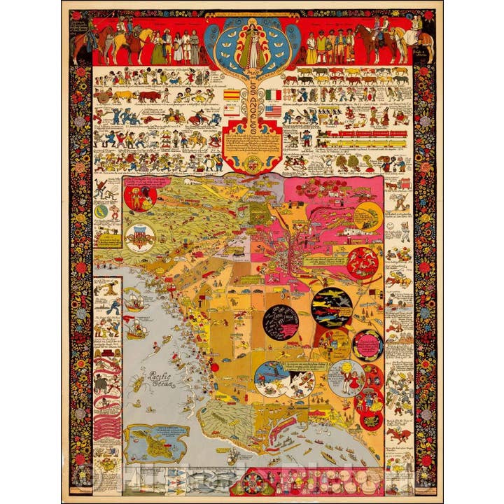 Historisk og rekreativt kort over Los Angeles, 1942 for engroshandel hos Historic Pictoric