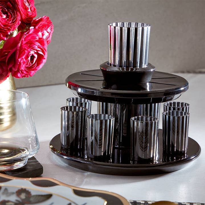 Apeloig Collection - Wholesale Wine Glass - Kiddush Wine Fountain Set Black