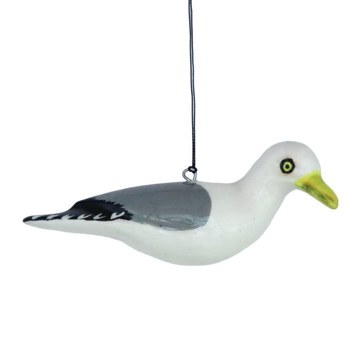 Hand-Carved Bird Ornament - Seagull for wholesale by The Jacaranda Collective