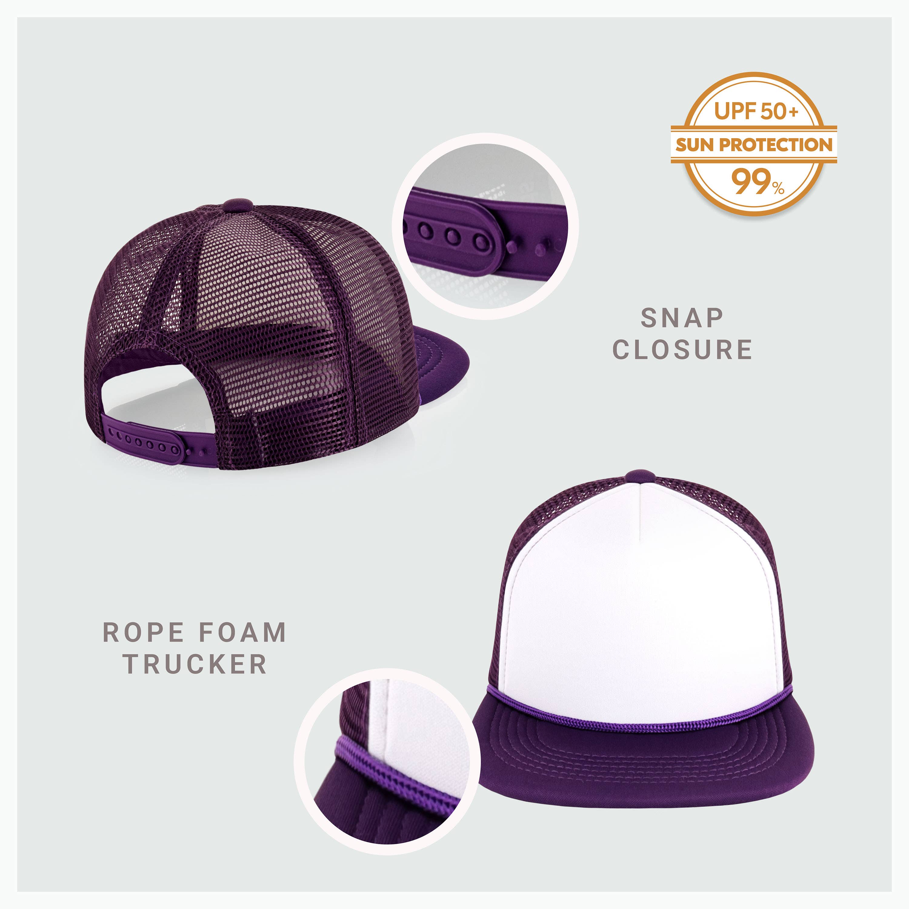 ChoKoLids - Wholesale Trucker Hat - Men's - CHOK.LIDS Plain Two-tone Foam Trucker Flat Bill Cap with Rop33