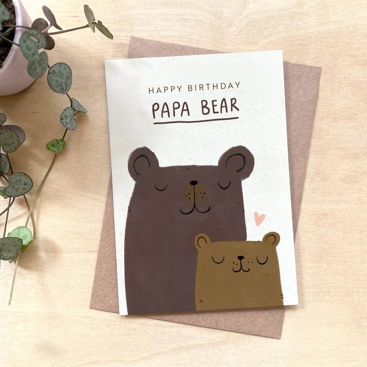 Coffee Cup Cards – wholesale Birthday card – 'Happy Birthday Papa Bear' Recycled Coffee Cup Card