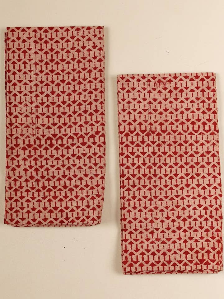 Tovaglioli Kalamkari Polvere Cremisi, Set di 4 per la vendita all'ingrosso da parte di Ninéh