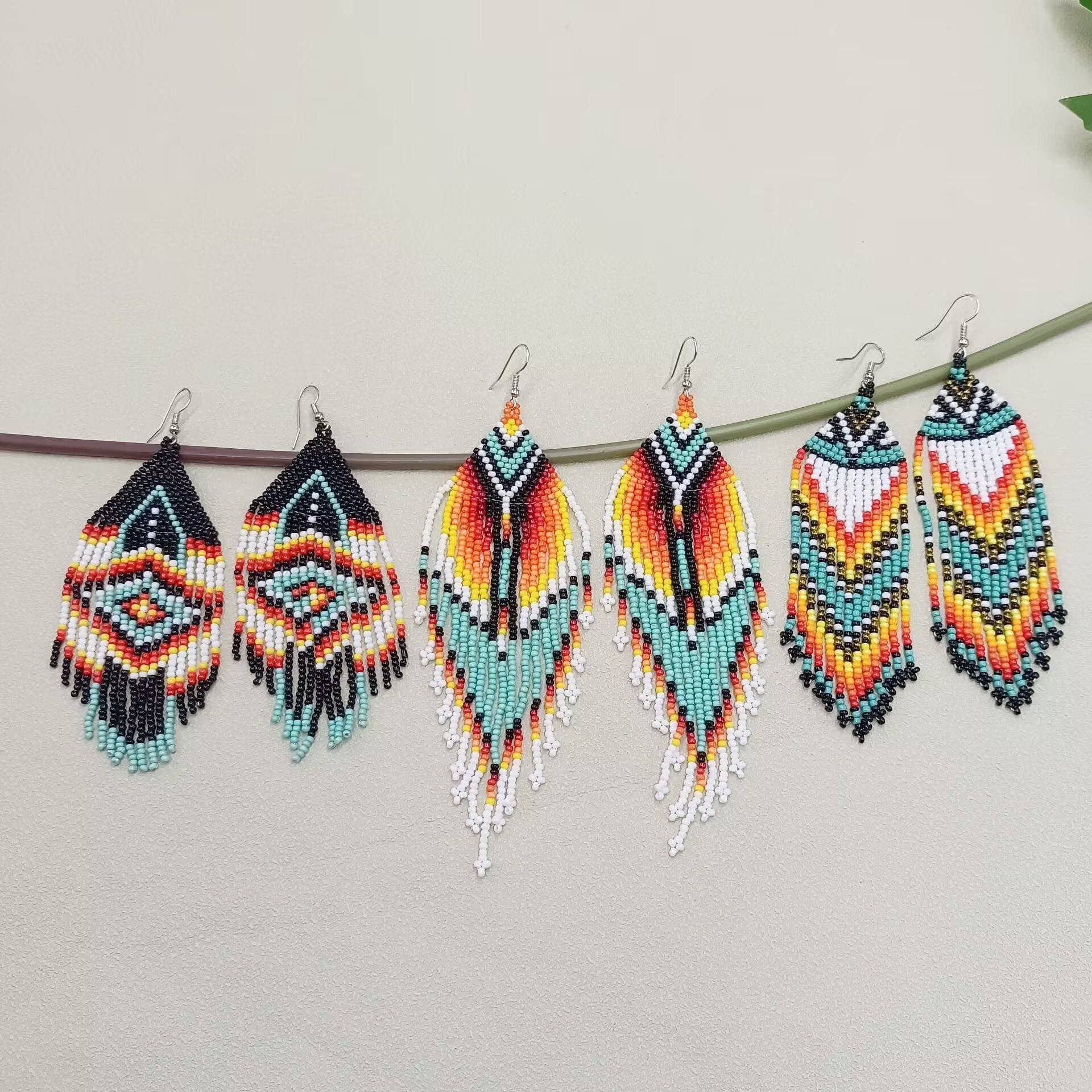 Mio Queena - Wholesale Tassel Earrings - Vintage Bohemian Style Seed Beads Fringe Earrings - BJ/SB5