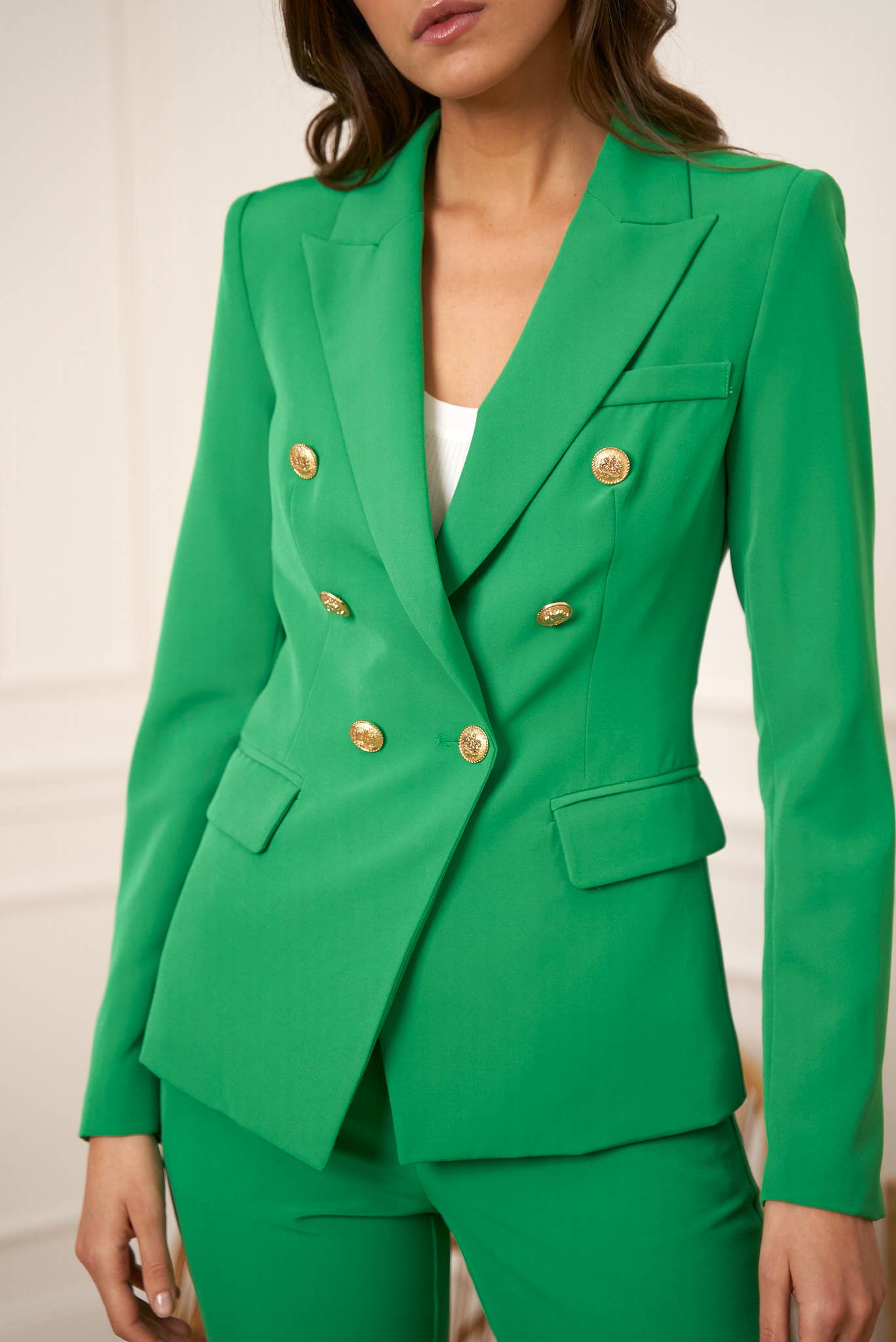 Attentif Paris - Wholesale Blazer - Women's - [Timeless] Fitted double-breasted blazer with gold buttons76
