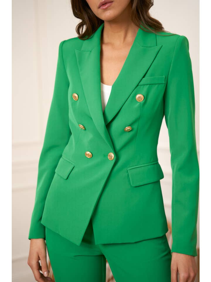 Attentif Paris – Großhandel Blazer – Damen – Attentif Paris zeitloser taillierter Blazer mit doppelreihigem Goldknopfmuster76