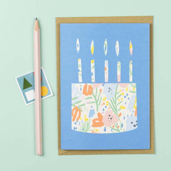 Floral Birthday cake card, Female floral birthday card for wholesale by Letterbox Lane