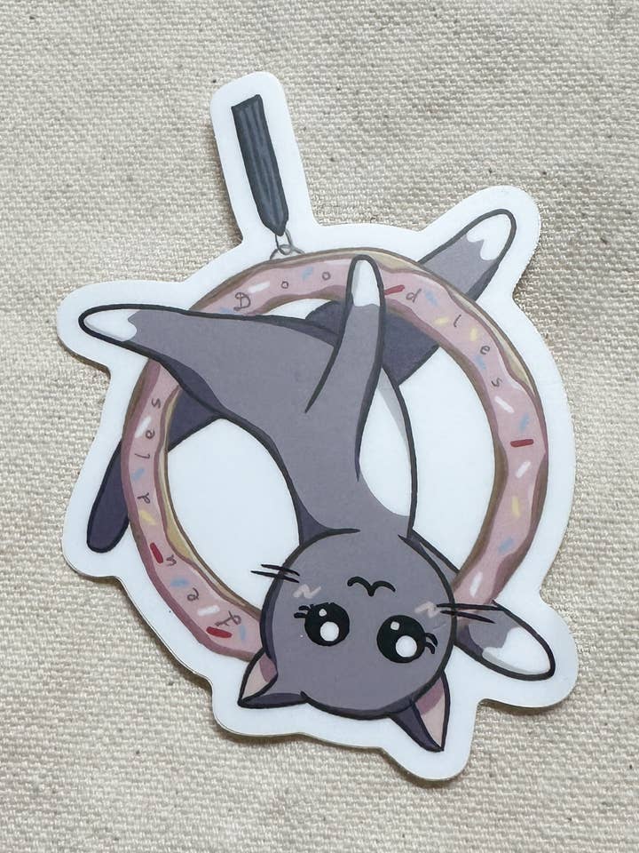 Cat on Donut Lyra Hoop Sticker (Matte) for wholesale by LeudlesDoodles