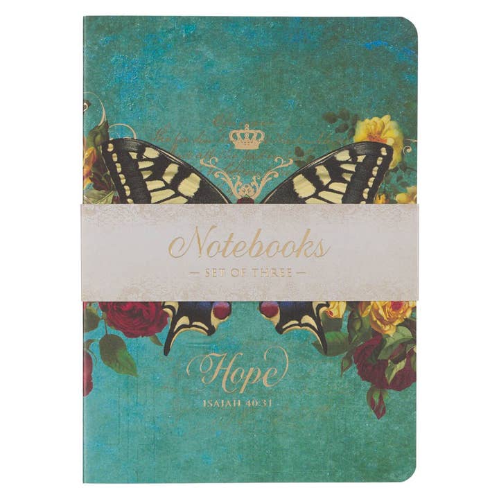 Hope Grace and Be Still Secret Garden Butterfly Notebook Set for wholesale by Christian Art Gifts