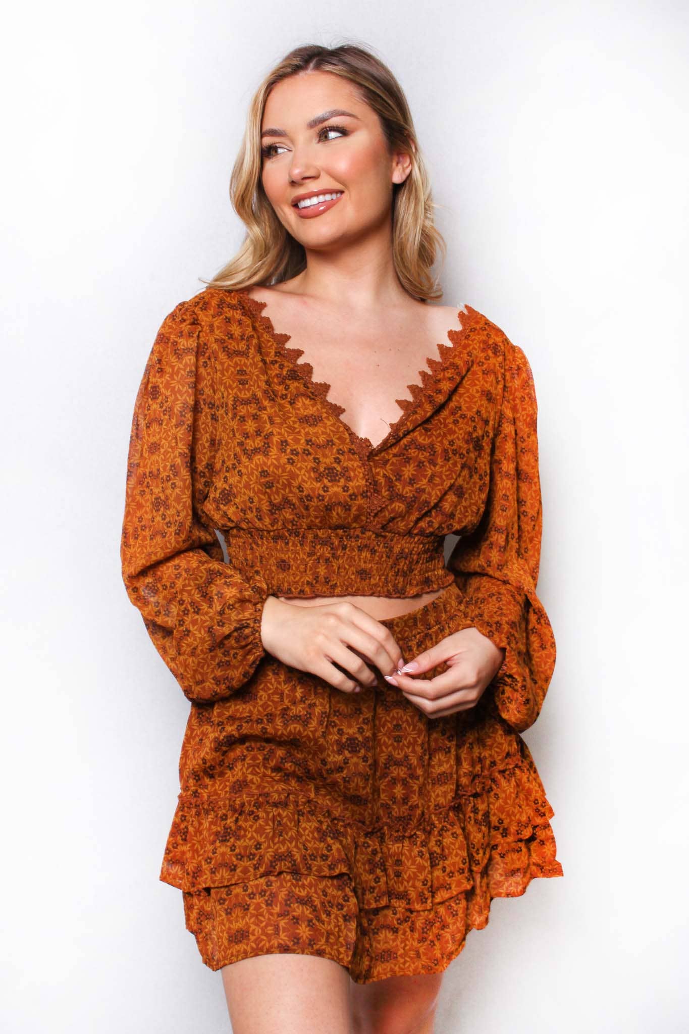 Good Stuff Apparel - Wholesale Skirt - Women's - Women's Layered Ruffle Printed Skirt1