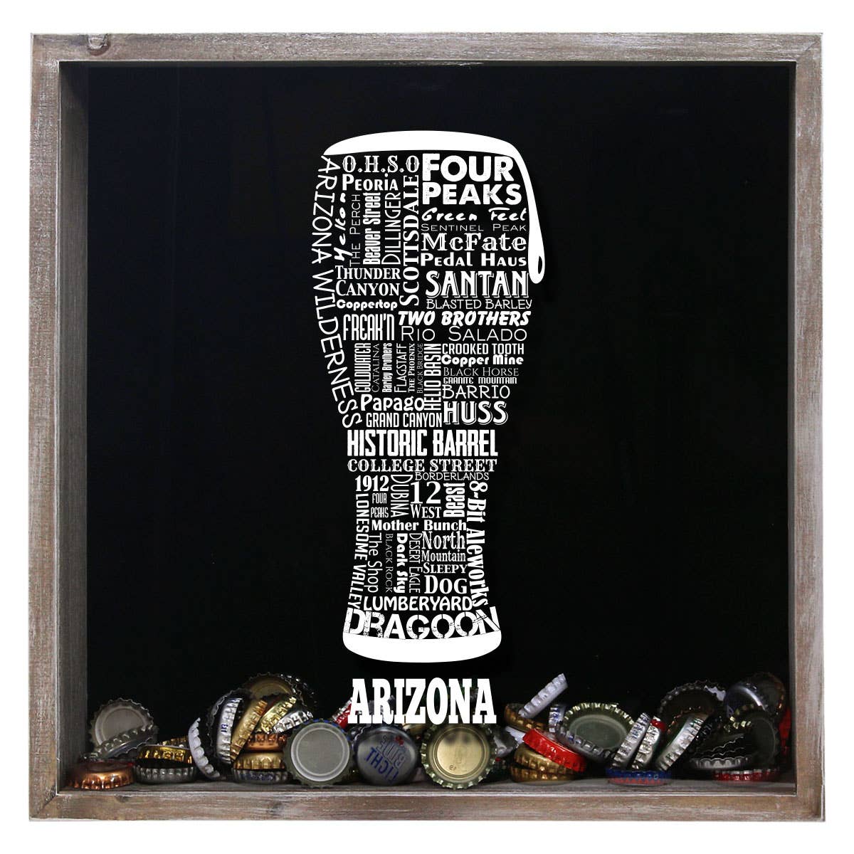 Torched Products – Großhandel 3D-Wandkunst – Cap Collector-Beer Typografie Shadow Box — Farmhouse Antique2