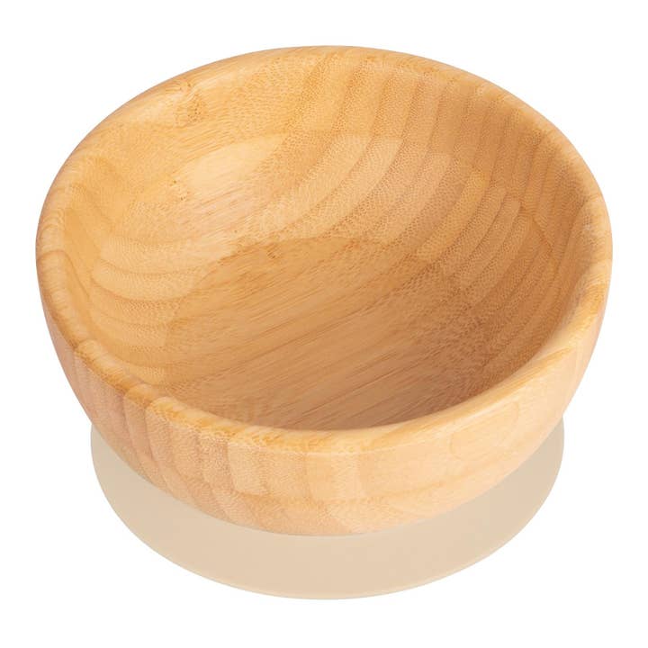 Beige Bamboo Suction Bowl - By Tiny Dining for wholesale by Rinkit Ltd